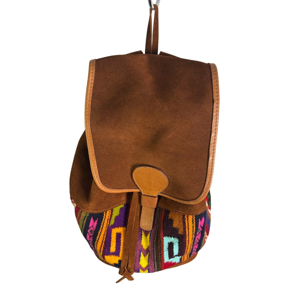 MALKY Arte Nativa Leather/Wool Mini Backpack with Aztec design - Picture 7 of 11